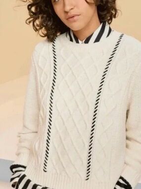 La Ligne x Target Womens Sweater Cotton Blend Chunky Cable Knit! EUC